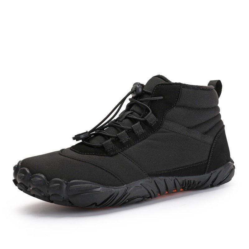 Scarpe da uomo e donna Valstrend con tomaia in cotone, impermeabili, con fodera in pile, altezza alta e design casual.