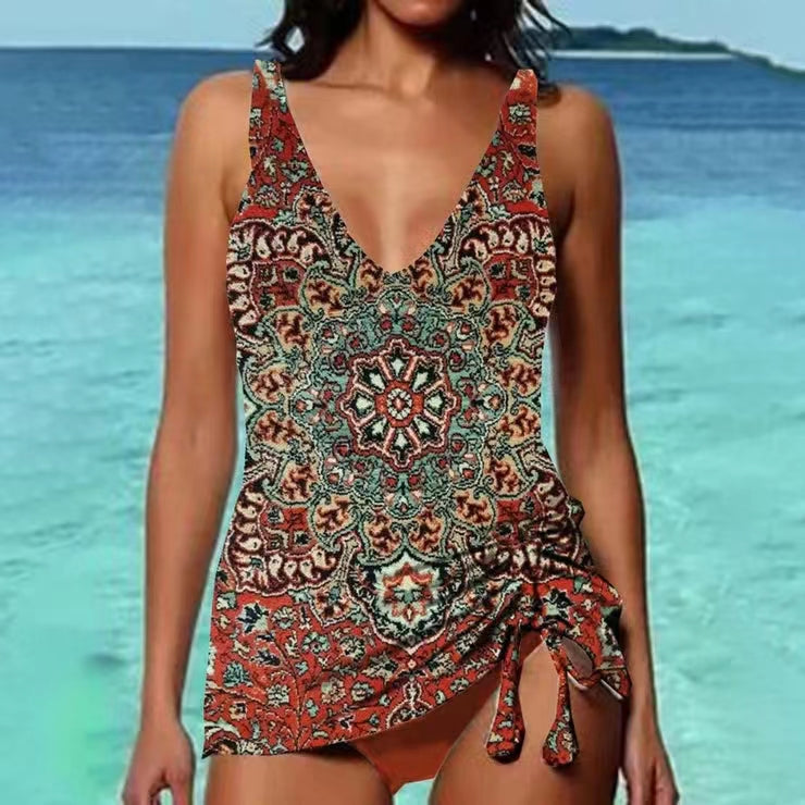 Costume da bagno bikini Valstrend con stampa balneare, con sospensorio e design estivo, ideale per la spiaggia e il mare.