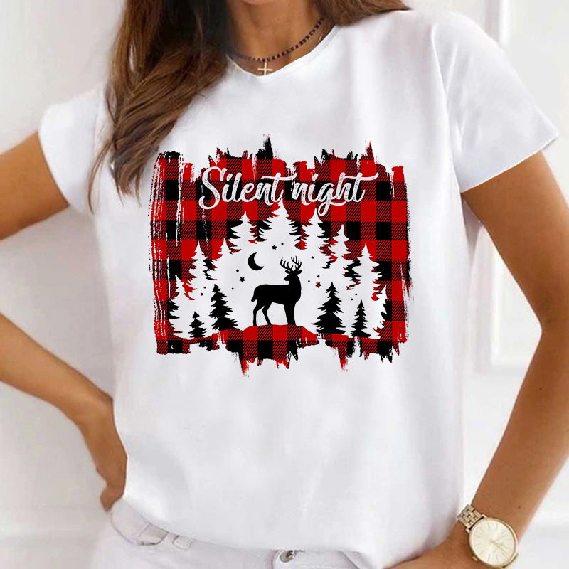 T-shirt sportiva a girocollo digitale europea e americana, marca Valstrend, con stampa moderna, visibile davanti in cotone leggero.