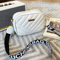 Stylish Striped Quilted Square Crossbody Bag, Faux Leather Shoulder Bag, Perfect Sling Bag For Daily Use