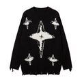 Maglione Valstrend Shop Dark Idle Style Cross Cat Beard Color Matching con disegno di gatti e dettagli eleganti, stile casual e originale
