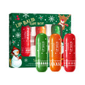 Scatola regalo con rossetti idratanti natalizi in stile inglese, marca Valstrend shop, decorata con motivi natalizi.