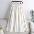 Gonna gonna Skirt donna in pelle PU di colore solido con vita alta e gonna plissettata, lunghezza media, di marca Valstrend.