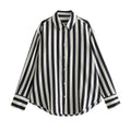 Camicia casual a maniche lunghe da donna Valstrend con strisce larghe e vestibilità allentata, ideale per uno stile comodo e alla moda