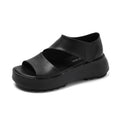 Sandali estivi Valstrend con suola in pelle di mucca, velcro e suola rialzata, stile casual e moda estiva.