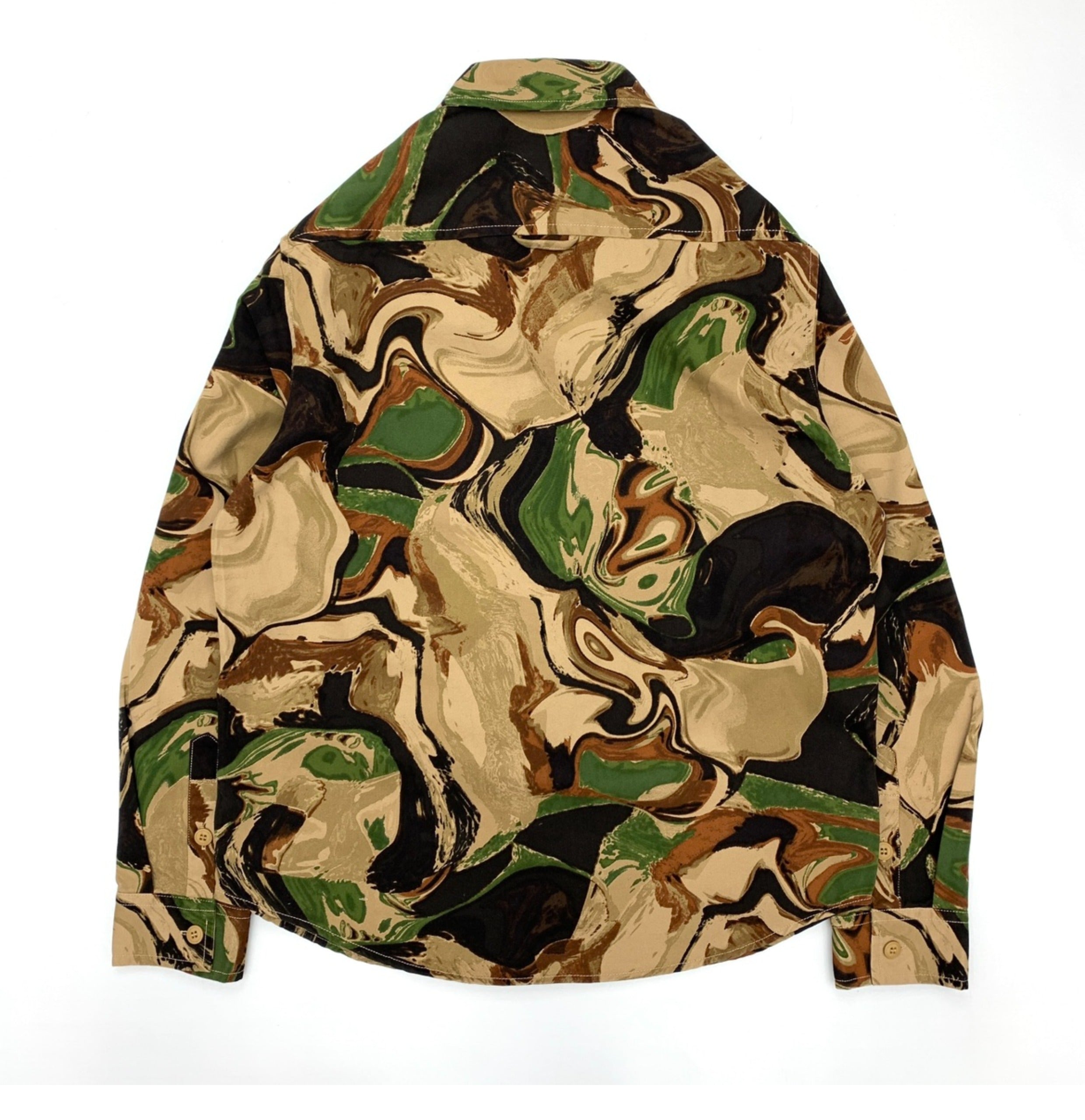 Beautiful Camouflage Shirt Men's Japanese-style Retro Washed Amekaji Workwear Cotton Long Sleeve