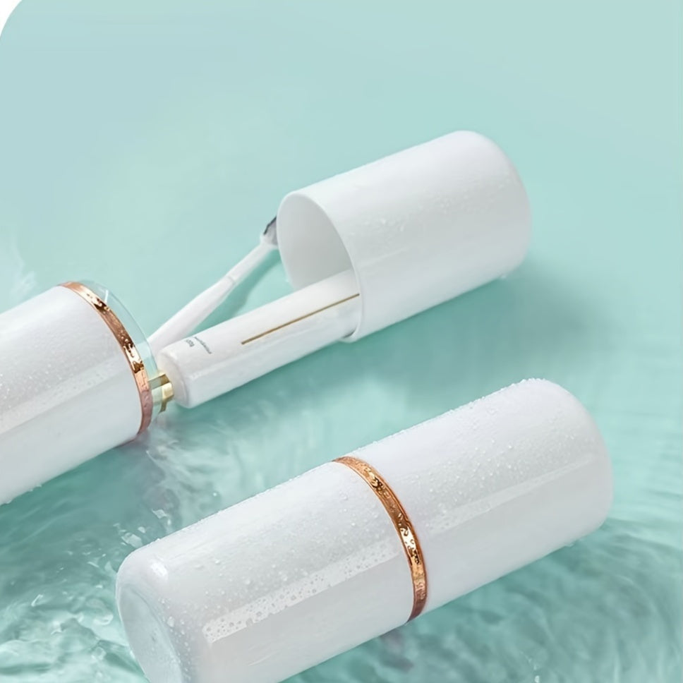 Set duo di porta spazzolino da viaggio elegante Valstrend con coppa porta spazzolino senza odore e coperchio, ideale per viaggi.