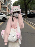 Zaino valigia con orecchie di gatto in peluche Valstrend, perfetto per studenti, con design carino e pratico per viaggi.