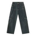 Jeans da uomo Valstrend con più tasche in denim washed americano, casual e resistente, con dettagli pratici e stile classico.