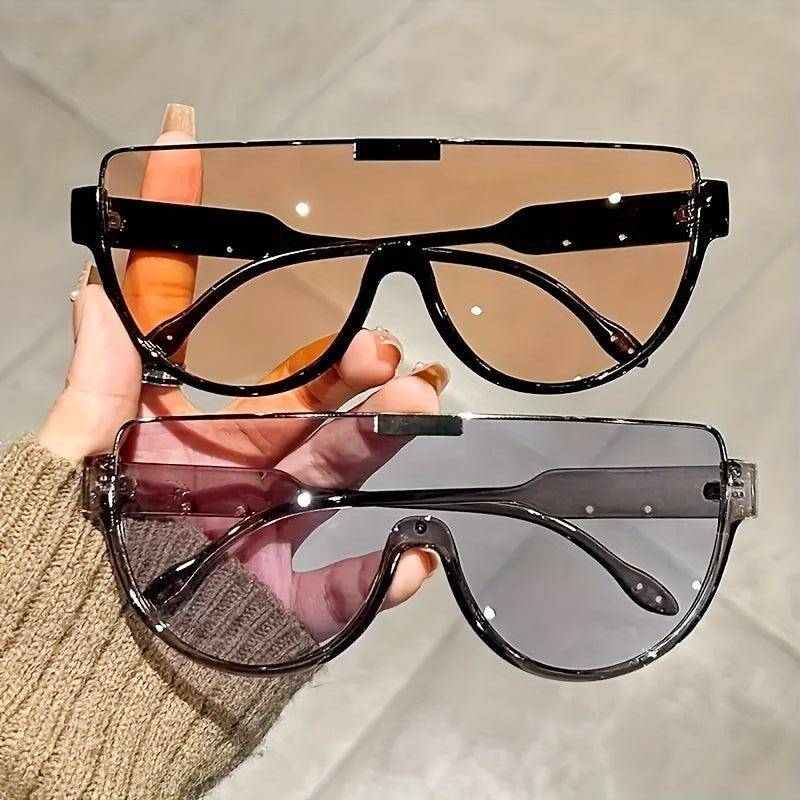 2pcs Trendy Oversized Fashion Glasses for Men & Women - Anti-Reflective, Metal Frame with PC Lenses for Hiking & Street Style