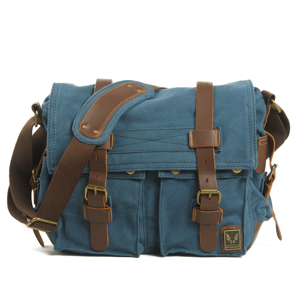Borsa a tracolla da uomo in canvas Valstrend, stile casual con tasche e spallacci regolabili, ideale per uso quotidiano.