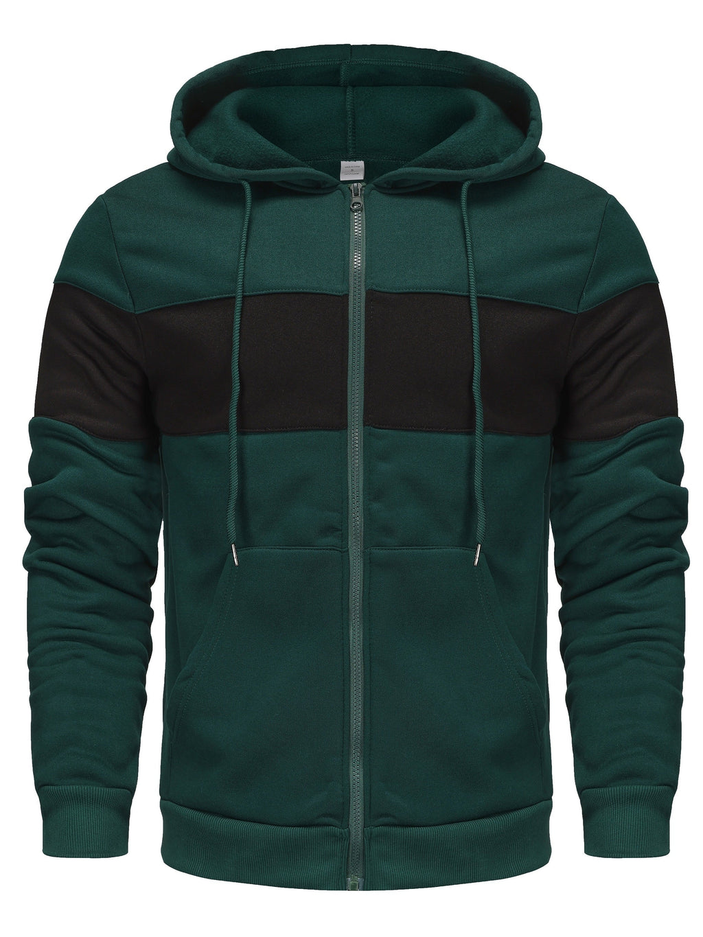 Felpa con cappuccio e zip da uomo Valstrend, in contrasto di colori, con tasche, stile casual e comodo per outdoor e sport.