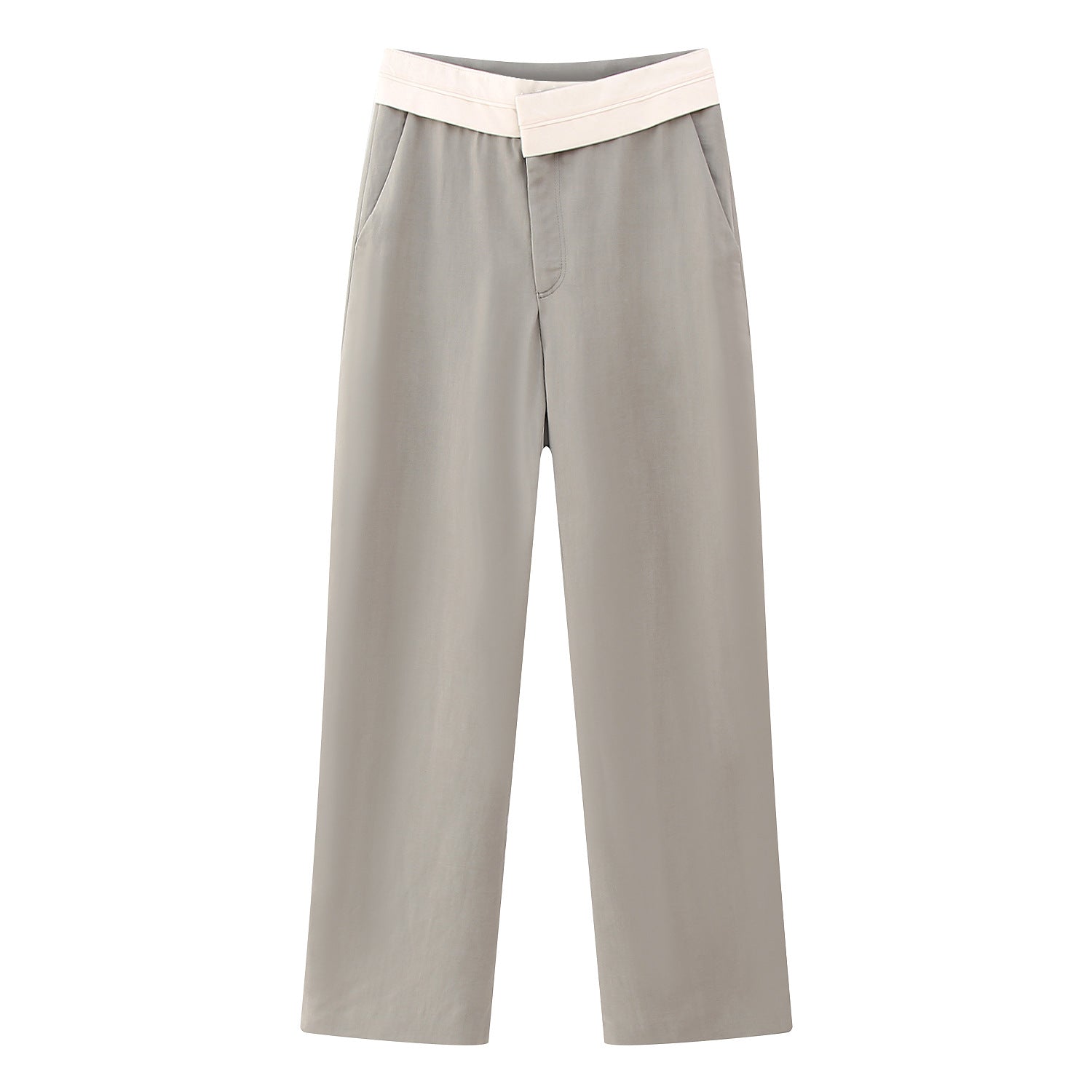 Pantaloni casual a vita con contrasto di colori autunnali, modello Valstrend shop, in tessuto morbido e comodo.
