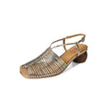 Sandali Valstrend da donna stile retrò romano con tacco chunky quadrato e allacciatura, in pelle colorata.