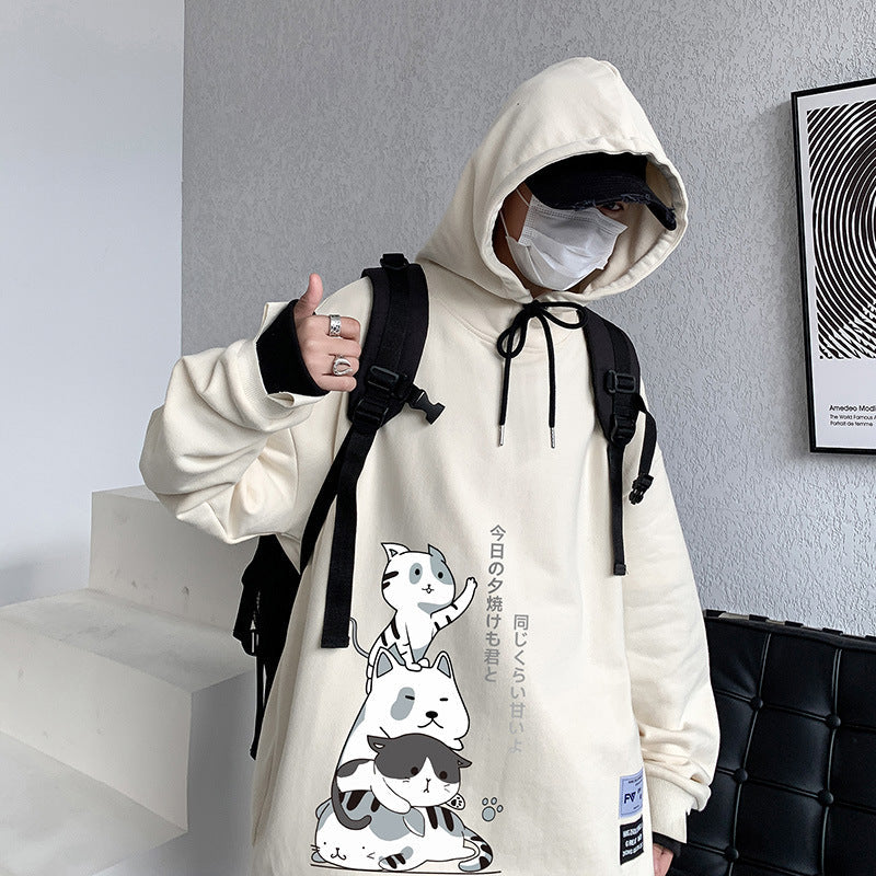 Felpa con cappuccio stile Hong Kong per ragazzi, con colletto a revers, marca Valstrend, vista frontale in tessuto morbido.