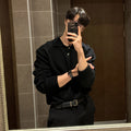 Maglione uomo con scollo a lancia, stile coreano, vestibilità larga, marca Valstrend, dettaglio fronte e maniche.