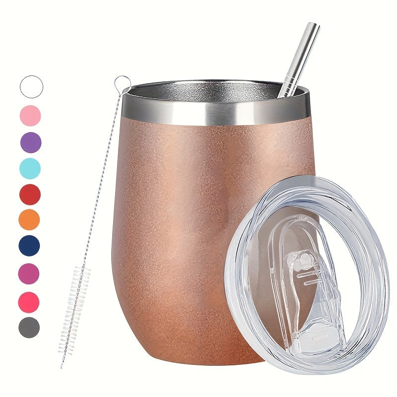 12oz Stainless Steel Insulated Tumbler with Lid and Straw - Vacuum Flask Travel Coffee Mug - Durable Thermal Cup for Hot and Cold Drinks - Available in Multiple Colors