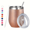 12oz Stainless Steel Insulated Tumbler with Lid and Straw - Vacuum Flask Travel Coffee Mug - Durable Thermal Cup for Hot and Cold Drinks - Available in Multiple Colors