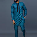 Completo casual da uomo in stile etnico africano, set a 2 pezzi Valstrend shop con motivi tradizionali e tessuti colorati