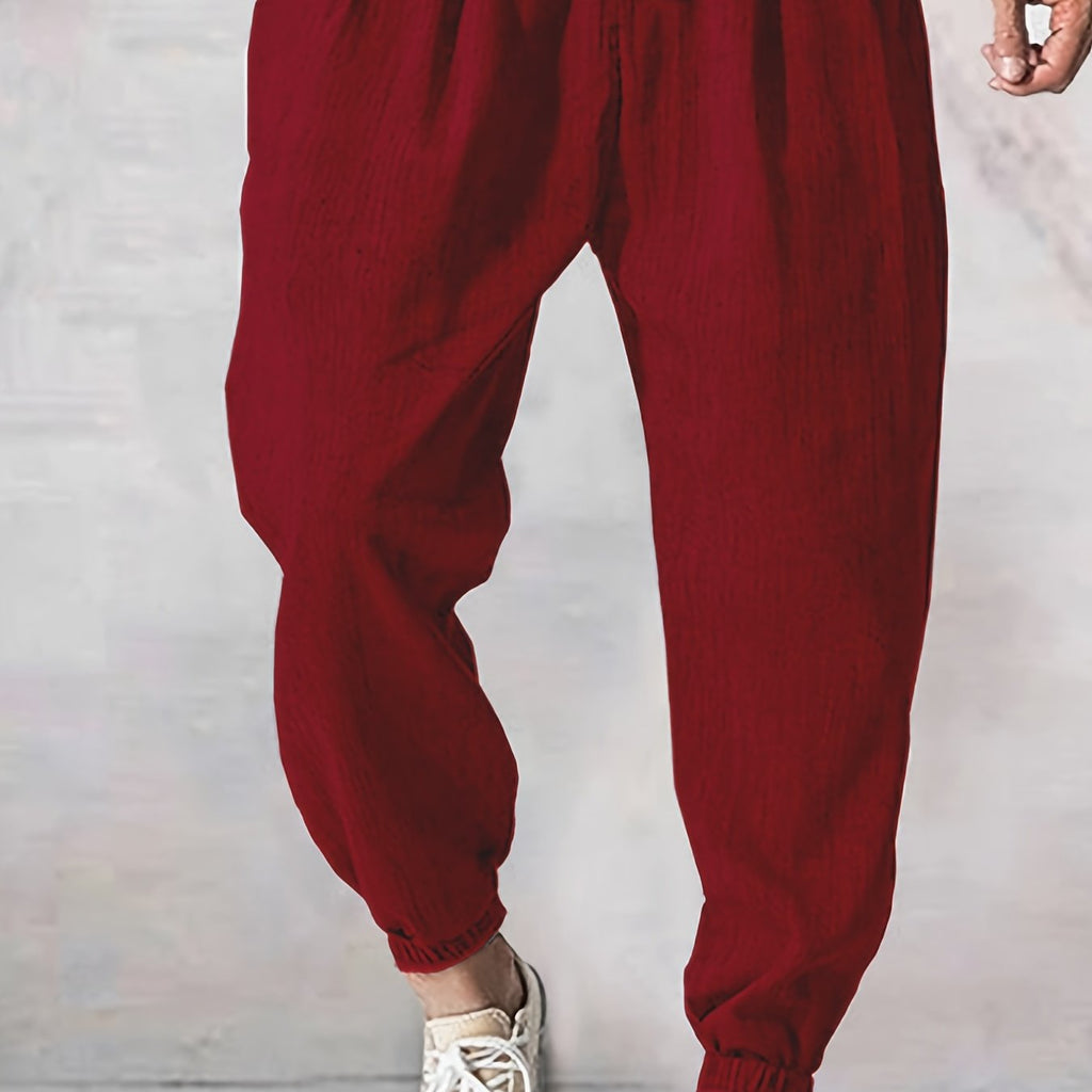 Joggers uomo Valstrend in tessuto lavato e strappato, pantaloni casual a vita bassa con tasche e cintura con coulisse.