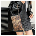 Women'S Vintage Leopard Print Top-Handle Clutch Bag, Large Capacity Evening Lipstick Wallet, Faux Leather Phone Purse with Polyester Lining and Zipper Closure, Tassel Wristlet Accessory - Do Not Wash