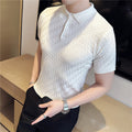 Camicia polo da uomo a maniche corte in seta sottile e fresca, marca Valstrend, tessuto leggero e traspirante.
