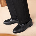 Scarpe casual da uomo Valstrend con punta quadrata piccola, modello comodo e versatile in tessuto nero.