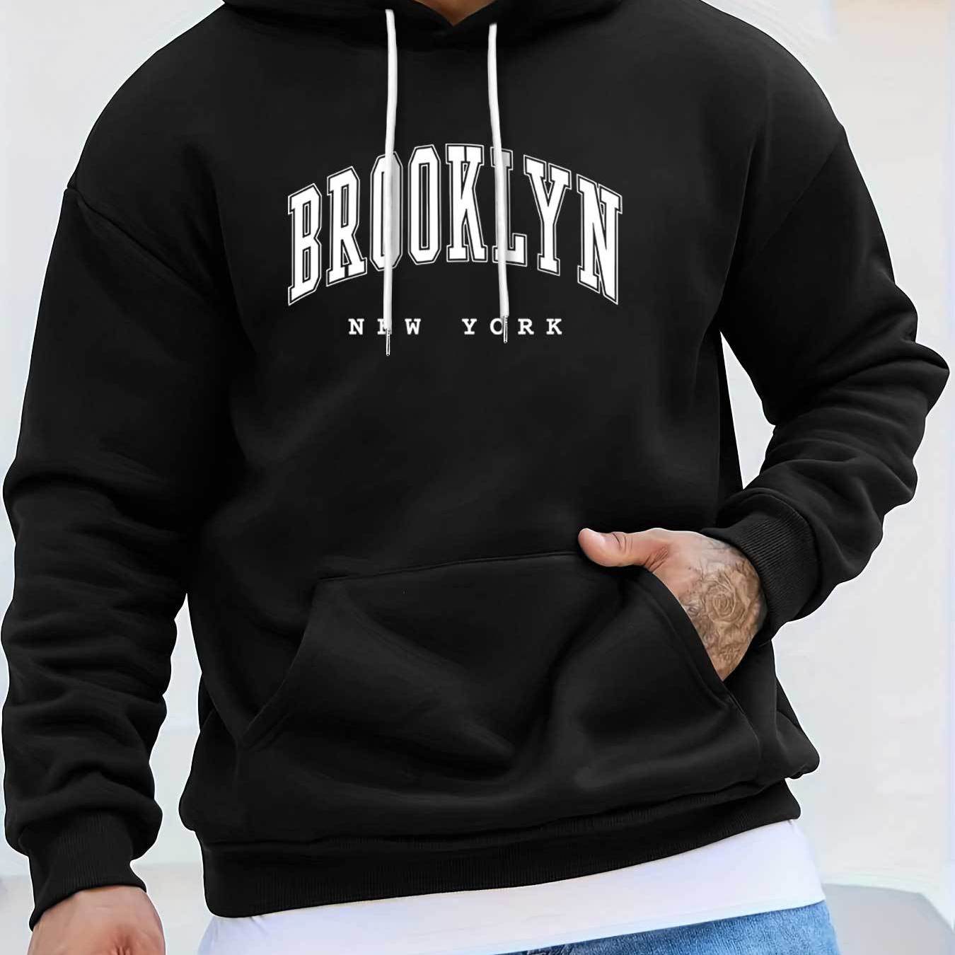 Felpa con cappuccio a maniche lunghe Brooklyn Valstrend, calda, comoda con coulisse, ideale per autunno e inverno, moda maschile