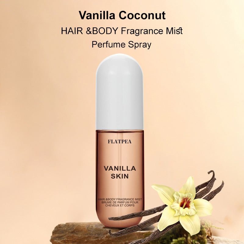 Spray profumato per capelli e corpo alla vaniglia e cocco, Valstrend, con spray elegante e fragranza dolce e tropicale.