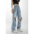 Jeans skinny azzurri chiari strappati da donna Valstrend, dettagli con tagli sottili e stile casual e alla moda