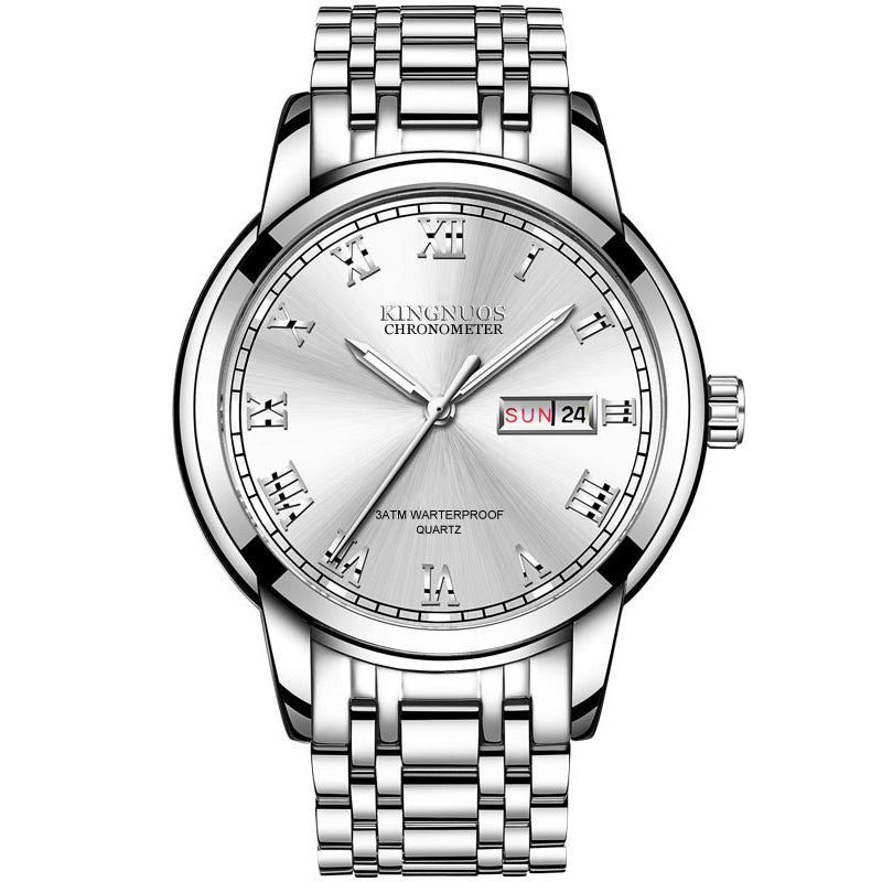 Orologio da uomo Valstrend con cinturino in acciaio e quadrante doppio, stile business e design moderno, senza meccanismo a molla