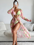 Costume da bagno bikini da donna europeo e americano, Valstrend, con motivo colorato e taglio a triangolo per spiaggia e piscina.