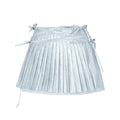 Silver Gray Blue Fine Pleated Asymmetrical Skirt