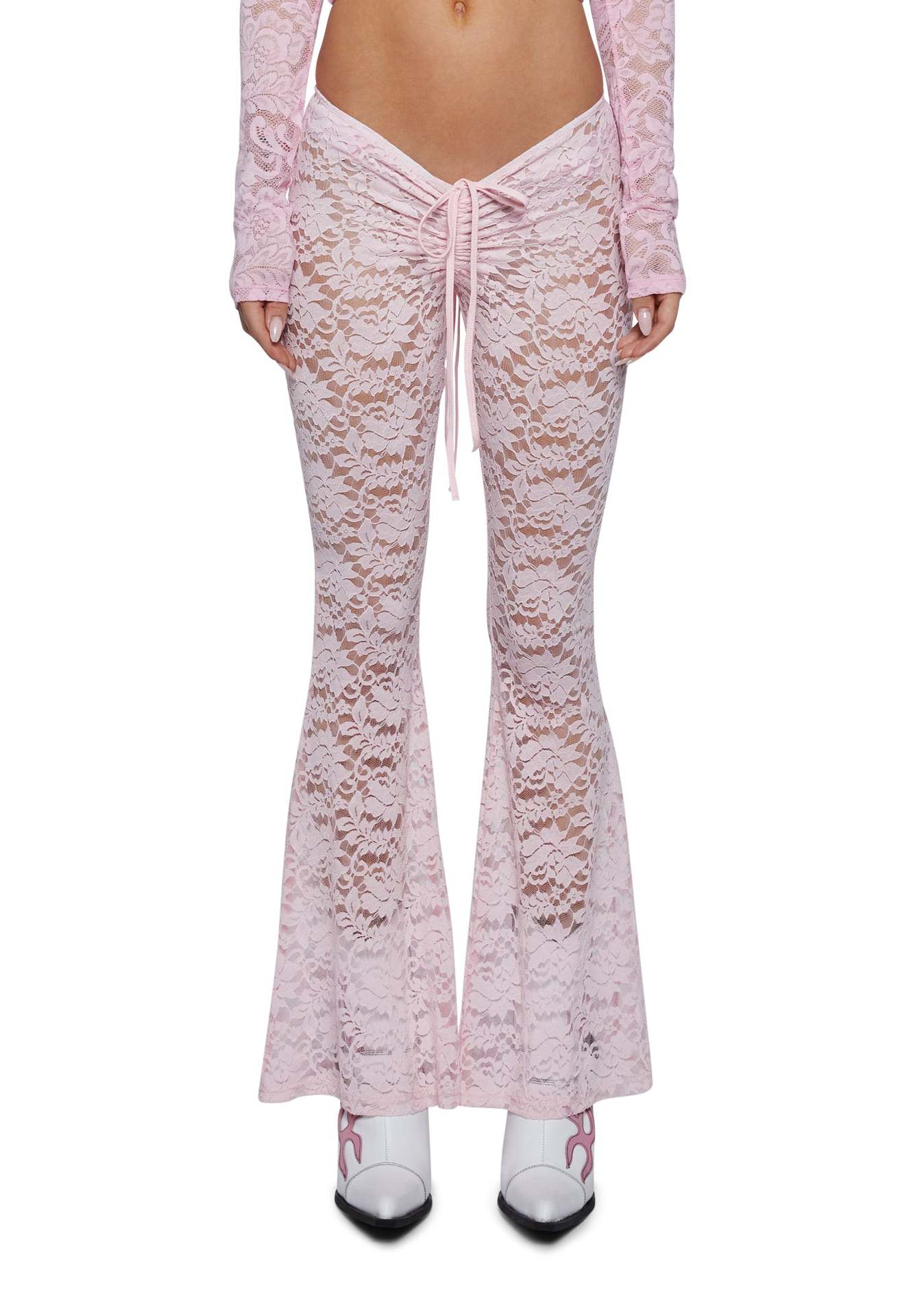 Pantaloni larghi donna in pizzo elasticizzato Valstrend, stile ampio e elegante, visualizzati in immagine con dettagli di tessuto.