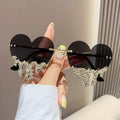 Occhiali da sole senza cornice con strass Valstrend, per foto divertenti e di alta qualità, con stile elegante e sensuale.