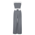 Contrast Color Vest Wide-leg Suit Pants Fashion Casual Two-piece Suit