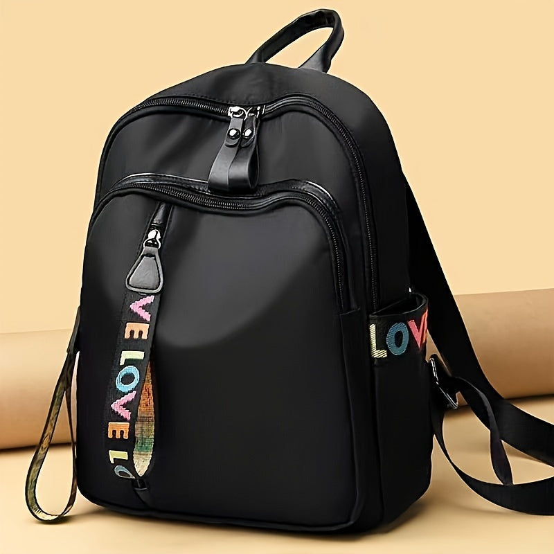Zaino casual in nylon Valstrend con lettere alfabetiche, chiusura con zip, tracolla regolabile, interno imbottito e leggero.