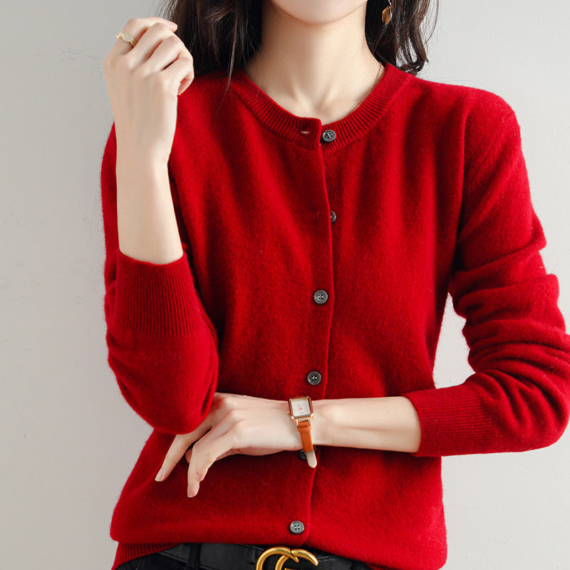 Cardigan donna Valstrend, cappotto corto in maglia, stile elegante e casual, con maniche lunghe e dettaglio a bottoni.
