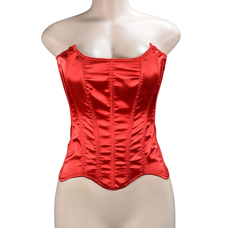 Solid Color Cute Petal Hem Fishbone Lace-up Tube Top