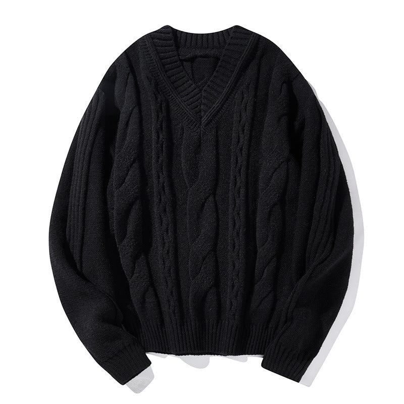 Men's Loose All-match Casual Twist Round Neck Sweater