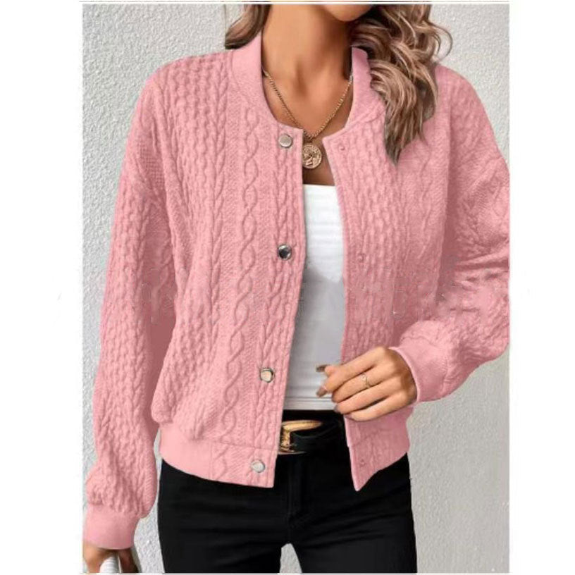 Giacca bomber da donna Valstrend shop in tessuto sportivo con cappuccio e tasche, stile uniforme baseball femminile.