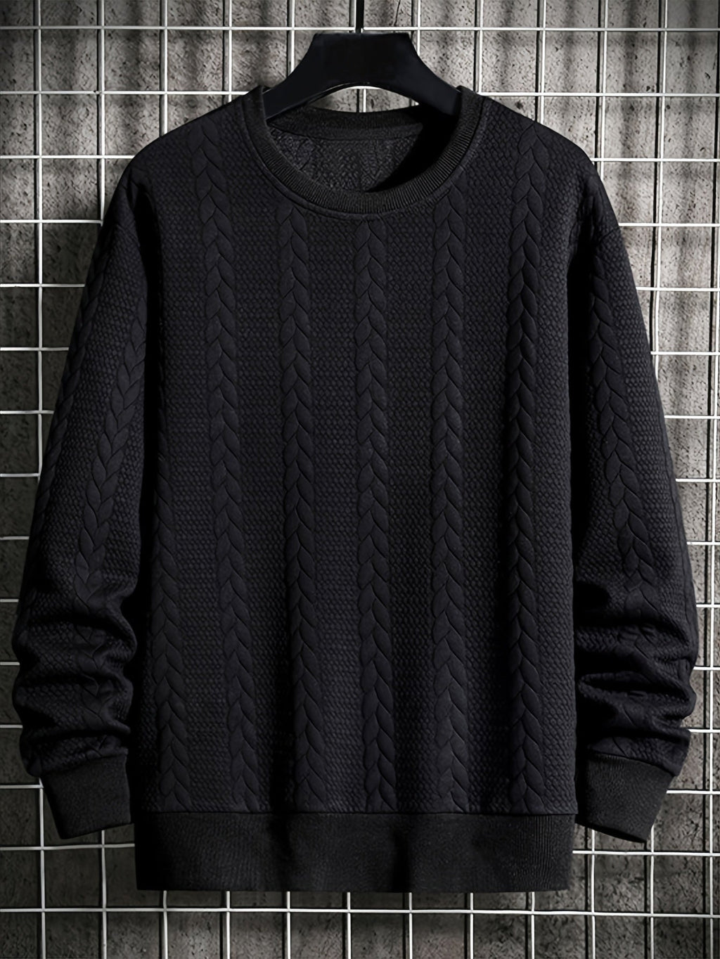 Maglione da uomo Valstrend in cotone con collo rotondo, maniche lunghe, tessuto a maglia, colore solido, stile casual autunno inverno