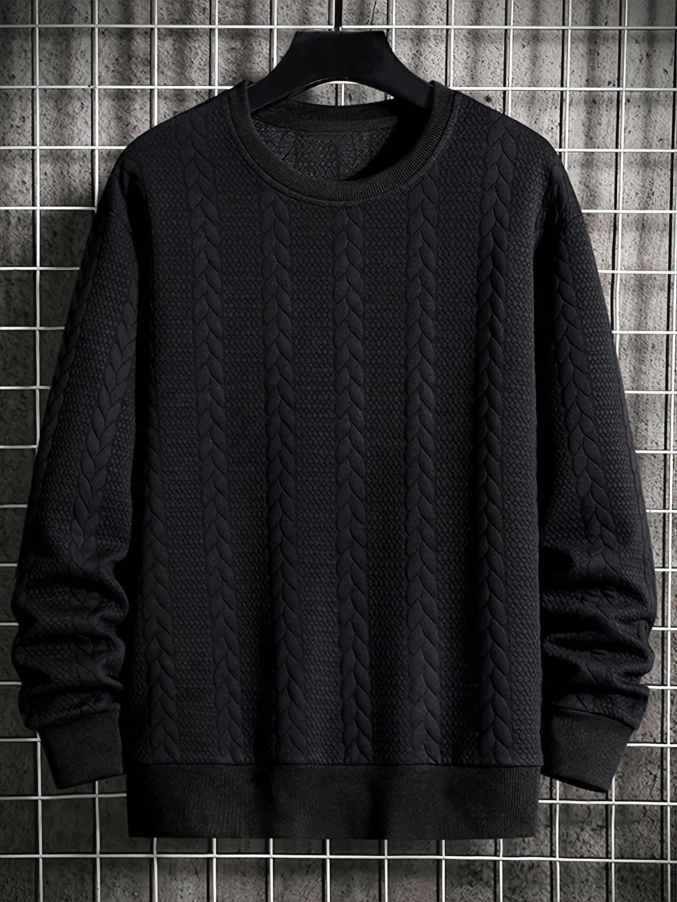 Maglione da uomo Valstrend in cotone con collo rotondo, maniche lunghe, tessuto a maglia, colore solido, stile casual autunno inverno
