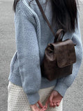 Zaino retrò americano marrone Valstrend shop, stile vintage, con tasche e spallacci regolabili, perfetto per uso quotidiano.