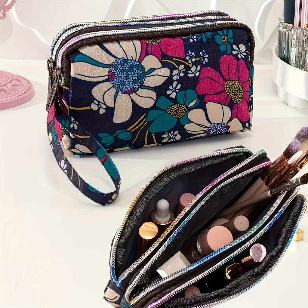 Portafoglio a tracolla femminile Valstrend con stampa floreale, spazioso con zip, ideale per viaggio e organizzazione in poliestere