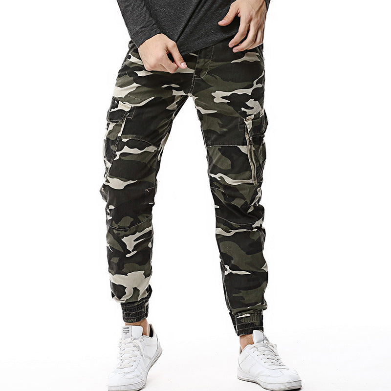 Pantaloni da uomo Valstrend in tessuto mimetico da esterno, pantaloni smart con tasche e vestibilità comoda.