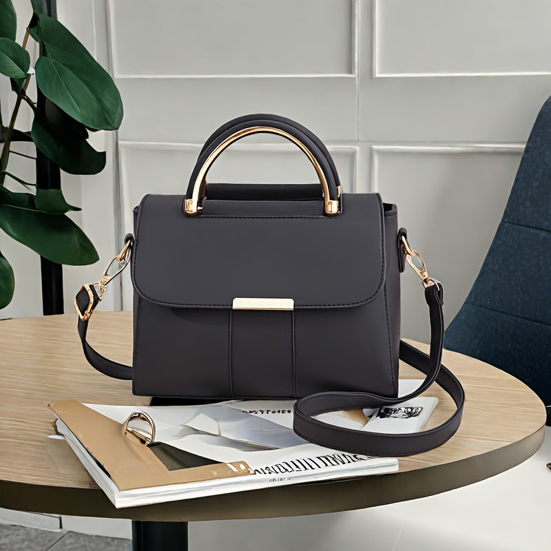 Borsa tote grande Valstrend donna in eco-pelle antimacchia color khaki, bianco o nero, con tracolla regolabile e chiusura magnetica.