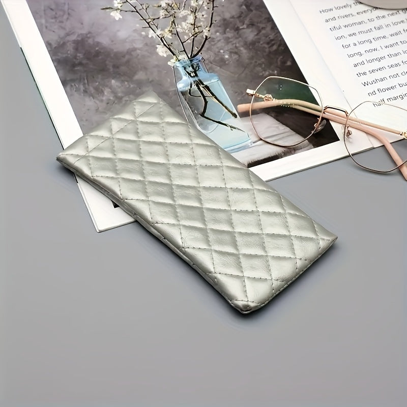 Custodia portatile in ecopelle Valstrend per occhiali da vista e da lettura, rivestimento morbido e elegante, ideale per proteggere gli occhiali.