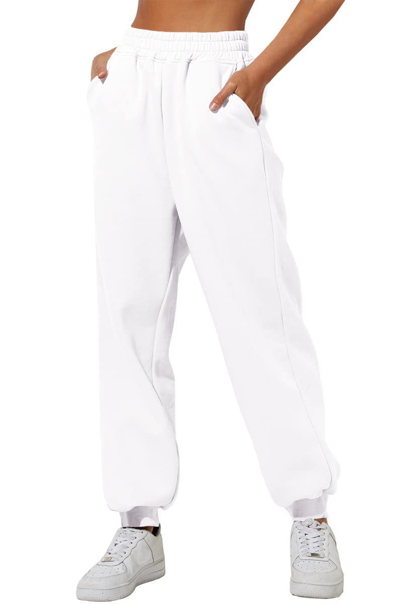 Pantaloni jogger da donna Valstrend con vita alta, tasche, cinturino e vestibilità ampia, ideali per casual e sportivi.