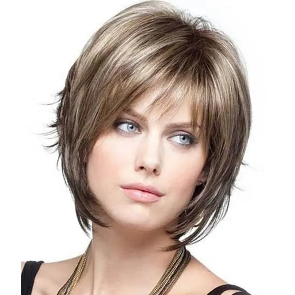 Capelli corti da donna in fibra termoresistente, parrucca micro-volume realistica, stile moda donna, marca Valstrend.